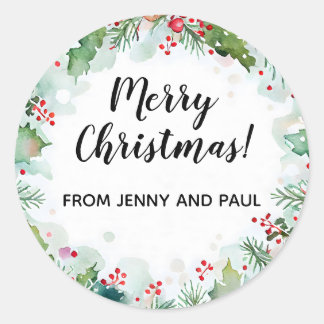 Sticker Rond Joyeux Noël de Holly et Ivy Wreath