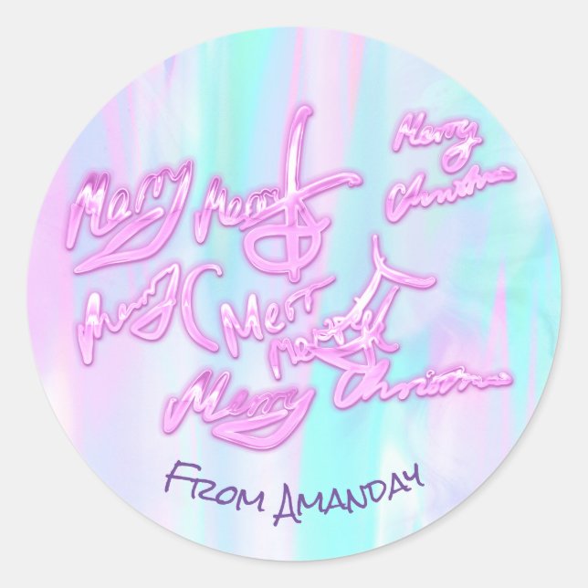Sticker Rond Joyeux Noël De Holograph Girl Modern (Devant)
