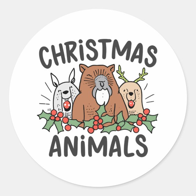 Sticker Rond Joyeux Noël de la famille Beaver (Devant)