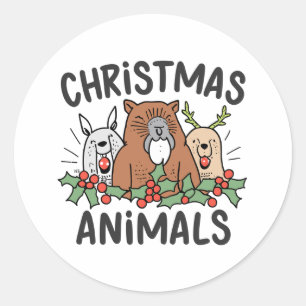 Sticker Rond Joyeux Noël de la famille Beaver