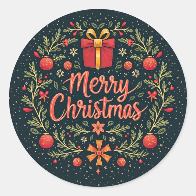 Sticker Rond Joyeux Noël de minuit (Devant)