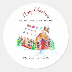 Sticker Rond Joyeux Noël de notre nouvelle adresse de déménagem