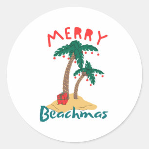 Sticker Rond Joyeux Noël de plage en juillet