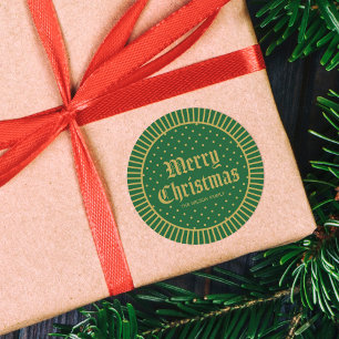 Sticker Rond Joyeux Noël Décoratif Classique Vert
