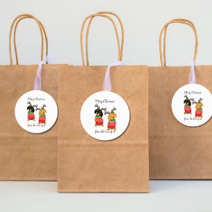 Sticker Rond Joyeux Noël Deux Dachshunds Jumelés