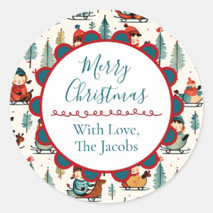 Sticker Rond Joyeux Noël   Dormir Enfants Noël