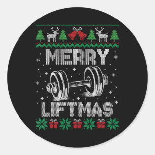 Sticker Rond Joyeux Noël Drôle Gymnase de Noël Fitness Fitness