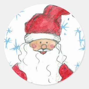Sticker Rond Joyeux Noël du Père Noël Snowflakes