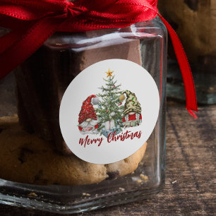 Sticker Rond Joyeux Noël en Aquarelle