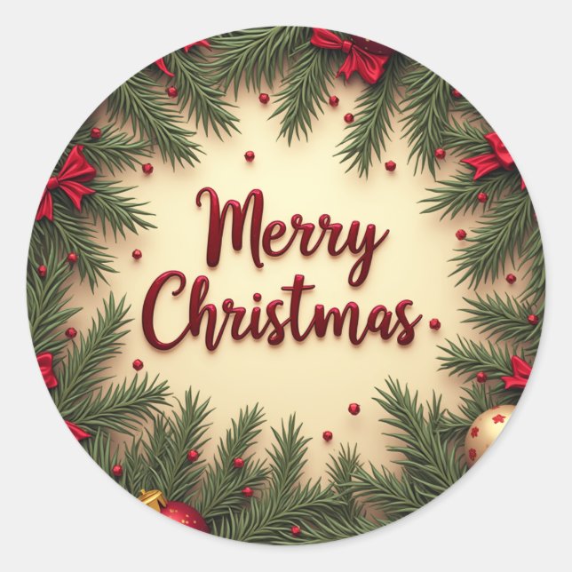 Sticker Rond Joyeux Noël en divers Motifs (Devant)