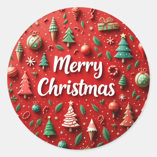 Sticker Rond Joyeux Noël en divers Motifs (Devant)