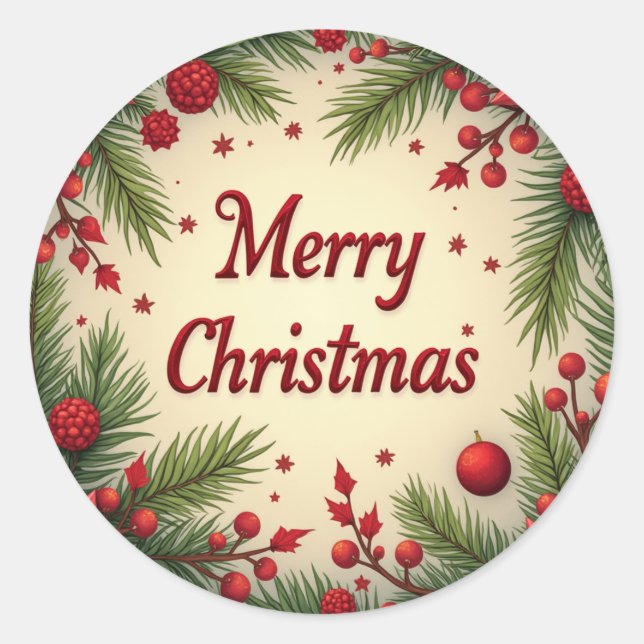 Sticker Rond Joyeux Noël en divers Motifs (Devant)