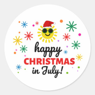Sticker Rond Joyeux Noël en juillet