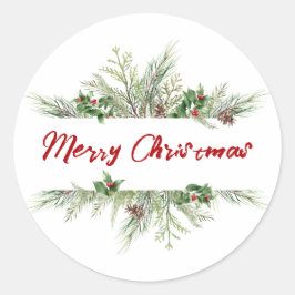 Sticker Rond Joyeux Noël encadré Hiver Voeux