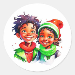 Sticker Rond Joyeux Noël | Enfants Vintages