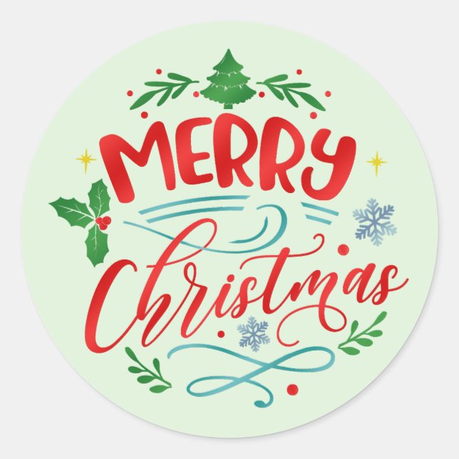 Sticker Rond Joyeux Noël Enveloppe Sceau (Devant)