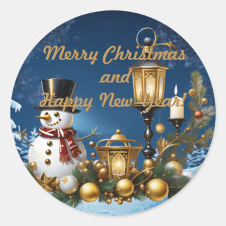 Sticker Rond Joyeux Noël et Bonne Année !