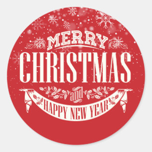 Sticker Rond Joyeux Noël et Bonne Année