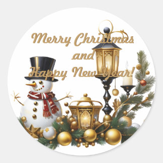 Sticker Rond Joyeux Noël et Bonne Année !