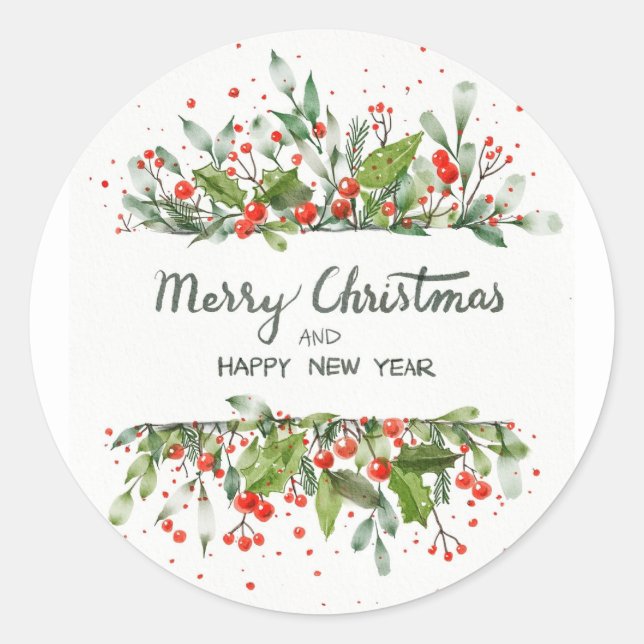 Sticker Rond Joyeux Noël et Bonne Année (Devant)