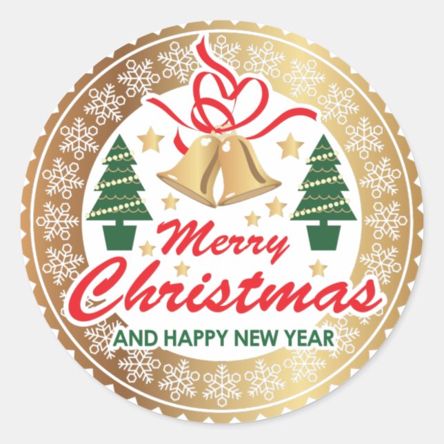 Sticker Rond Joyeux Noël et Bonne année d'affaires (Devant)