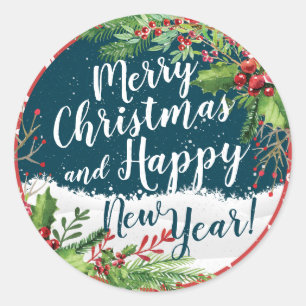 Sticker Rond Joyeux Noël et Joyeux Noël et Joyeux Noël