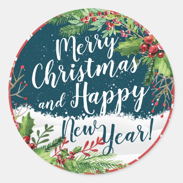Sticker Rond Joyeux Noël et Joyeux Noël et Joyeux Noël (Devant)