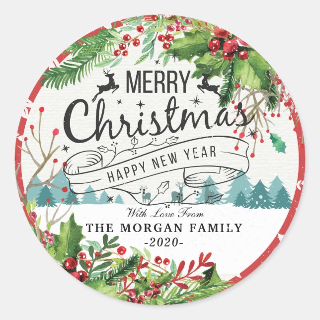 Sticker Rond Joyeux Noël et Joyeux Noël et Joyeux Noël (Devant)