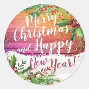 Sticker Rond Joyeux Noël et Joyeux Noël et Joyeux Noël