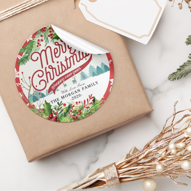 Sticker Rond Joyeux Noël et Joyeux Noël et Joyeux Noël (Créateur téléchargé)