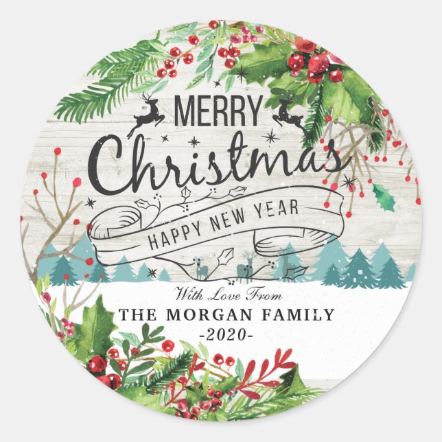 Sticker Rond Joyeux Noël et Joyeux Noël et Joyeux Noël (Devant)