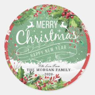 Sticker Rond Joyeux Noël et Joyeux Noël et Joyeux Noël