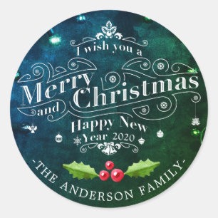 Sticker Rond Joyeux Noël et Joyeux Noël et Joyeux Noël