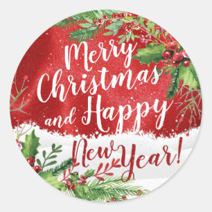 Sticker Rond Joyeux Noël et Joyeux Noël et Joyeux Noël