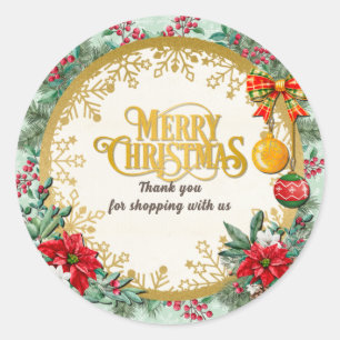 Sticker Rond Joyeux Noël et Joyeux Nouvel An par amour