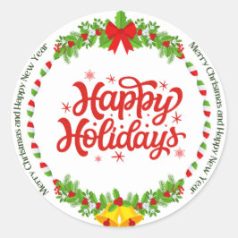 Sticker Rond Joyeux Noël et Nouvel An