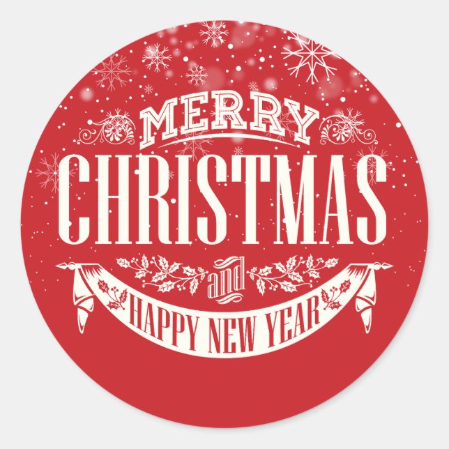 Sticker Rond Joyeux Noël et une bonne année (Devant)