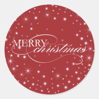 Sticker Rond Joyeux Noël - Étoiles - Sticker, Sceau