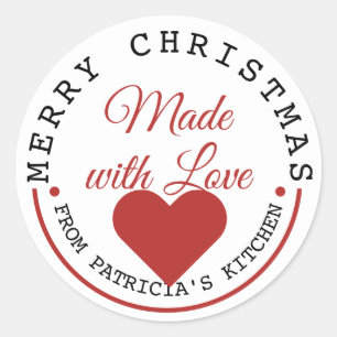 Sticker Rond Joyeux Noël Fait Avec Amour