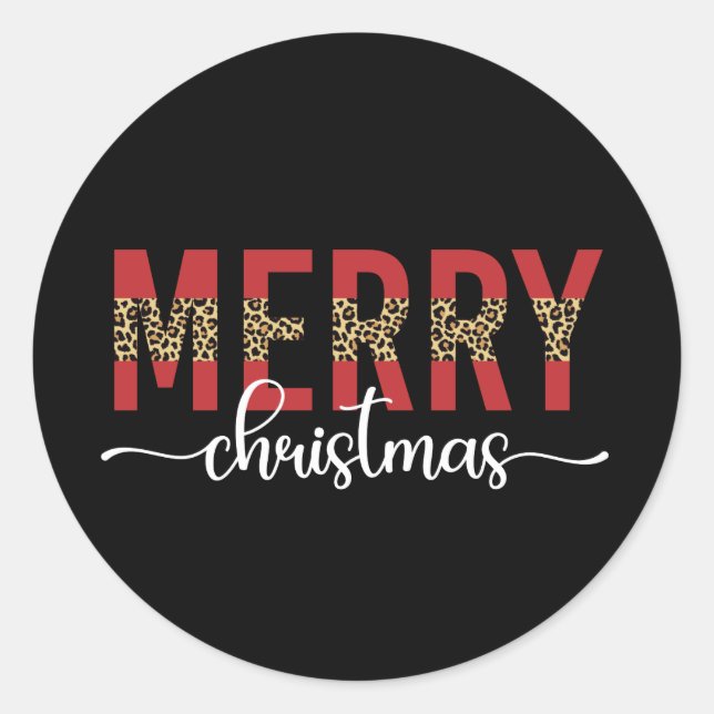 Sticker Rond Joyeux Noël Famille Noël Fête Cadeaux (Devant)