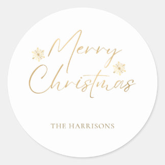 Sticker Rond Joyeux Noël Faux Gold Foil Blanc Décontracté Scrip