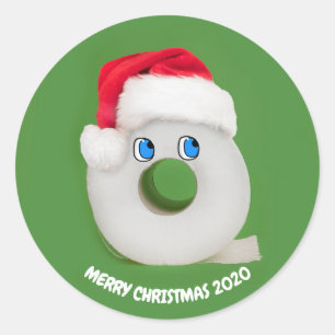 Sticker Rond Joyeux Noël Festive Toilet Paper 2020