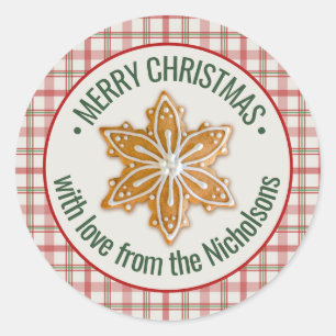 Sticker Rond Joyeux Noël   Gingerbread Cookie Personnalisé