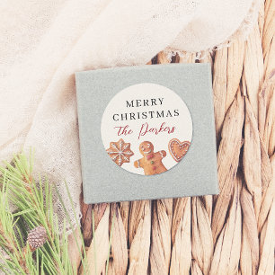 Sticker Rond Joyeux Noël Gingerbread Cookies