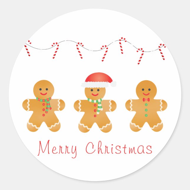 Sticker Rond Joyeux Noël Gingerbread Hommes (Devant)