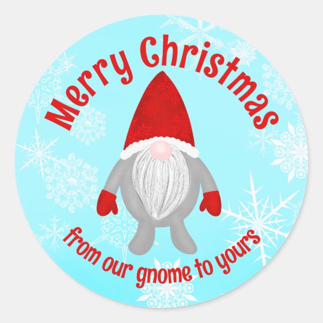 Sticker Rond Joyeux Noël Gnome (Devant)