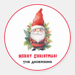 Sticker Rond Joyeux Noël Gnome Custom