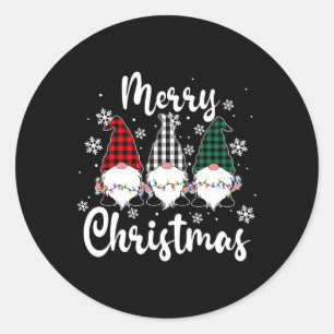 Sticker Rond Joyeux Noël Gnomes Xmas Famille Gnomes Aime-moi