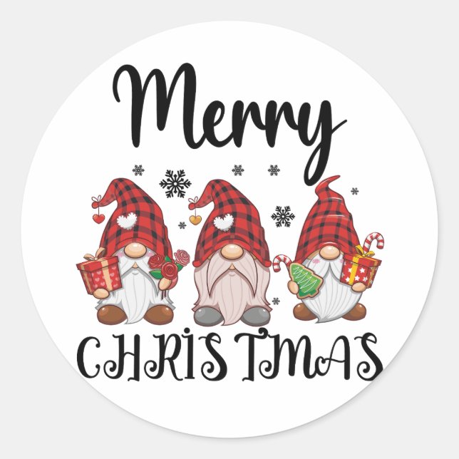 Sticker Rond Joyeux Noël Gnomies Noël Gnomes (Devant)