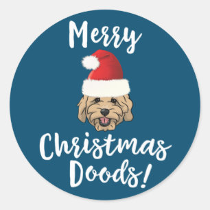 Sticker Rond Joyeux Noël Goldendoodle Funny Golden Doodle